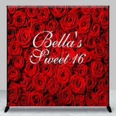 Aperturee - Aperturee Romantic Rose Sweet 16 Custom Name Birthday Backdrop